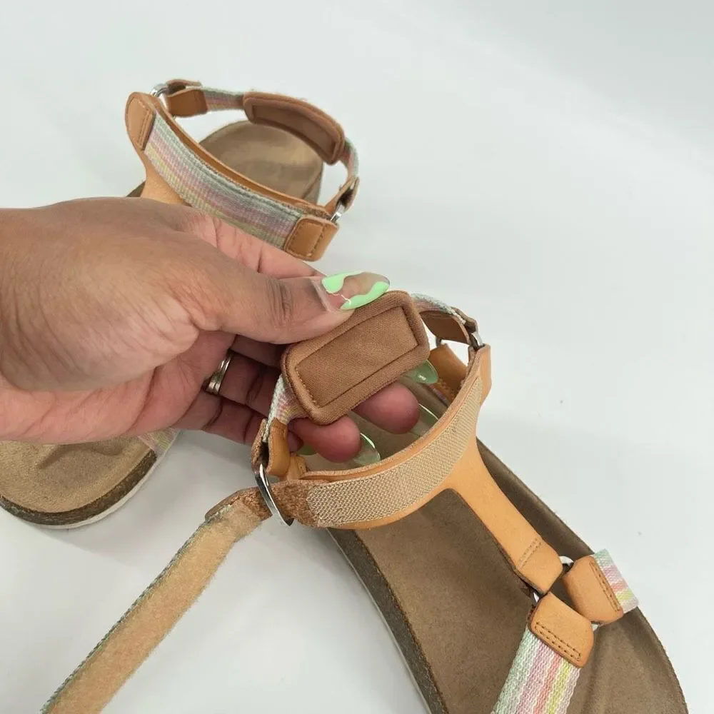 Cat & Jack Val Girl’s Tan Hook and Loop Open Toe Footbed Sandals Size 1